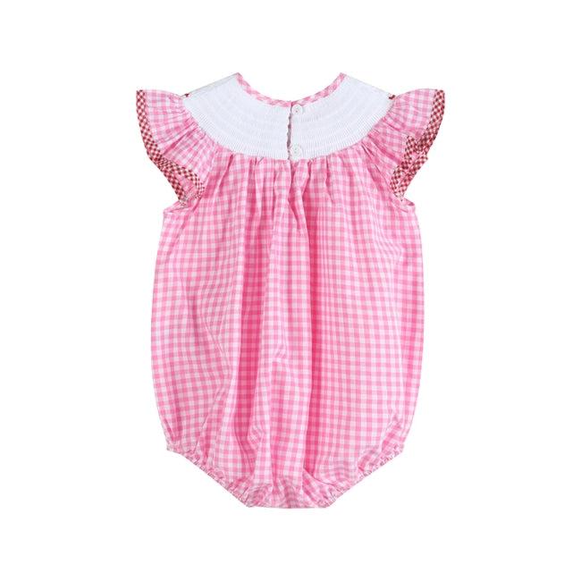 Pink Gingham Crawfish Smocked Romper