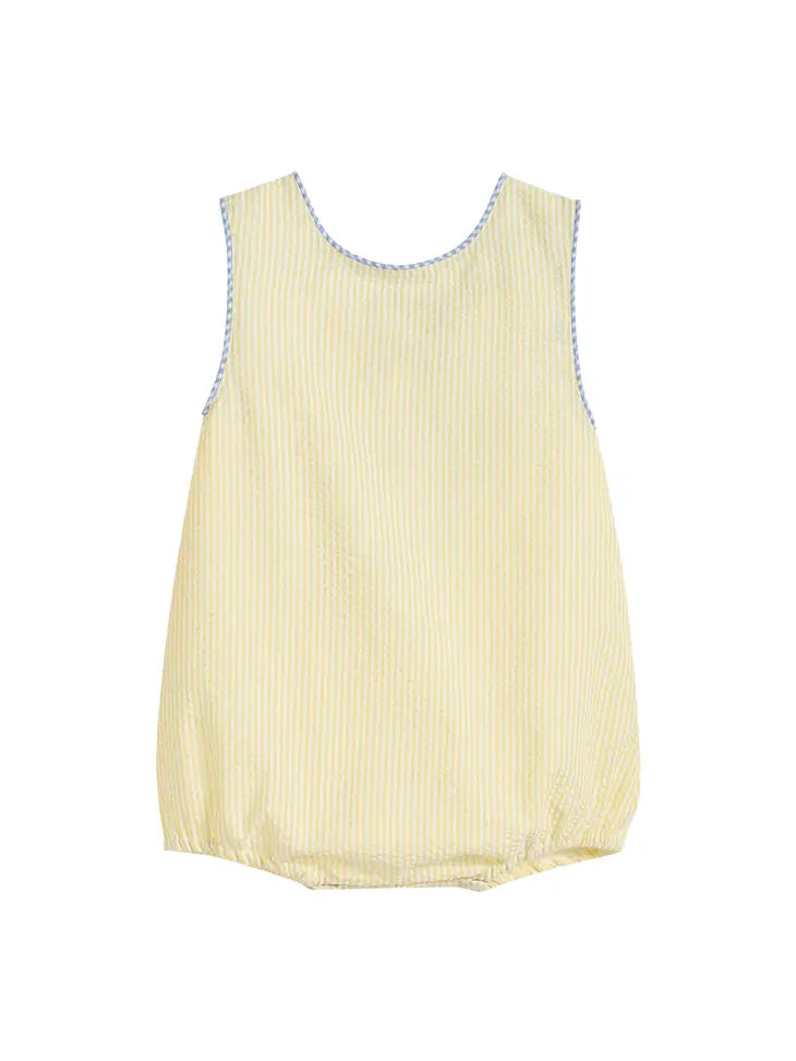 Yellow Seersucker Turtle Romper